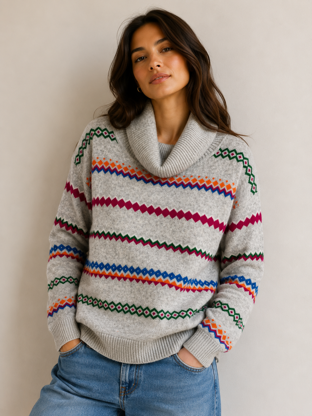 Australian Wool Blend Fair Isle Sweater (SS217)