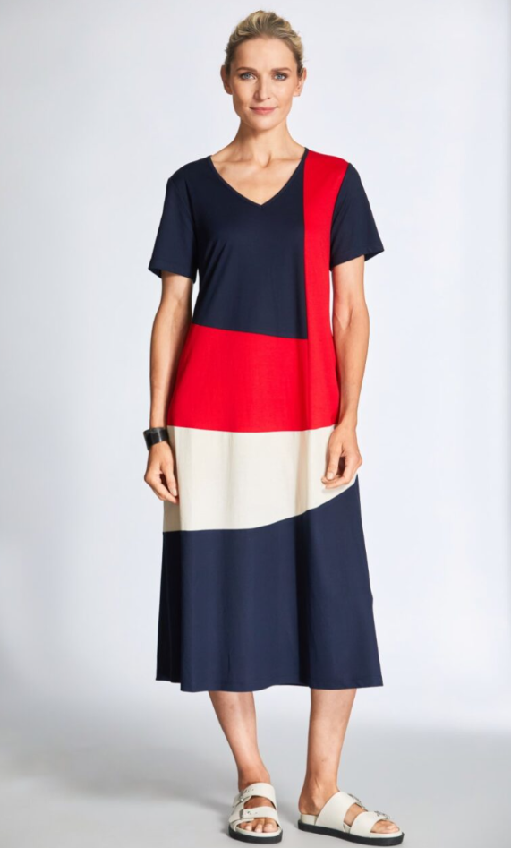 Colour Block Long Dress (S25157)