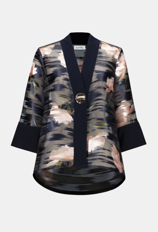 Signature | Jacquard Organza Floral Print Swing Jacket (254729)