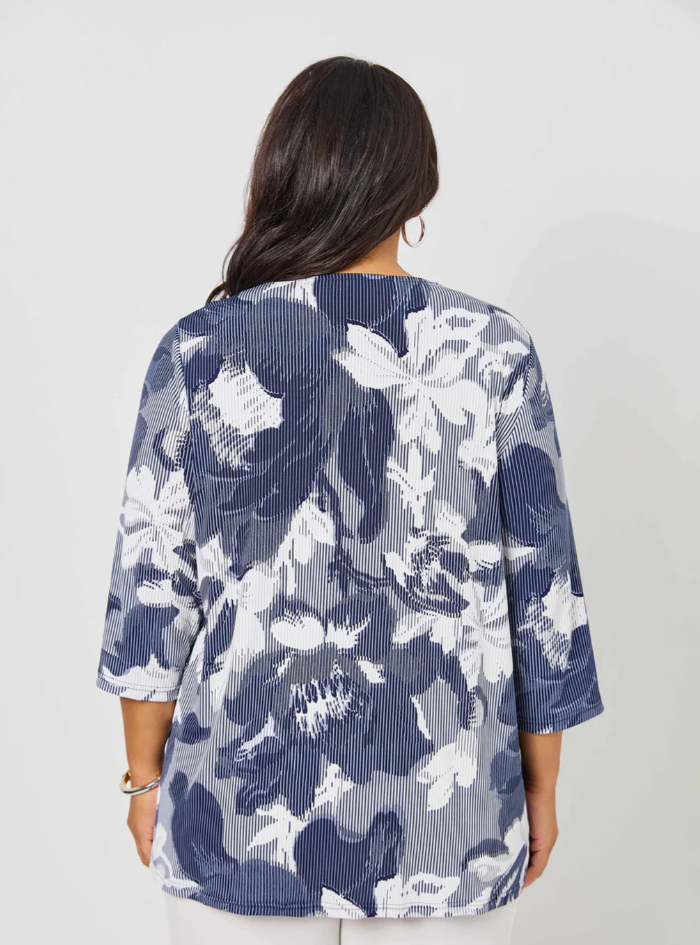 V-Neck Band Invert Print Jersey Top (640004)