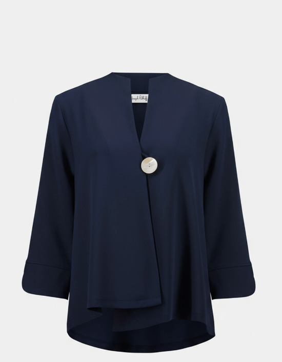 Woven Twill Swing Jacket With Statement Button (262063)