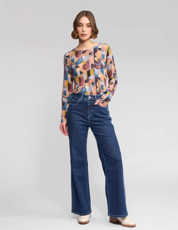 Long Sleeve Round Neck Printed Top (4310)