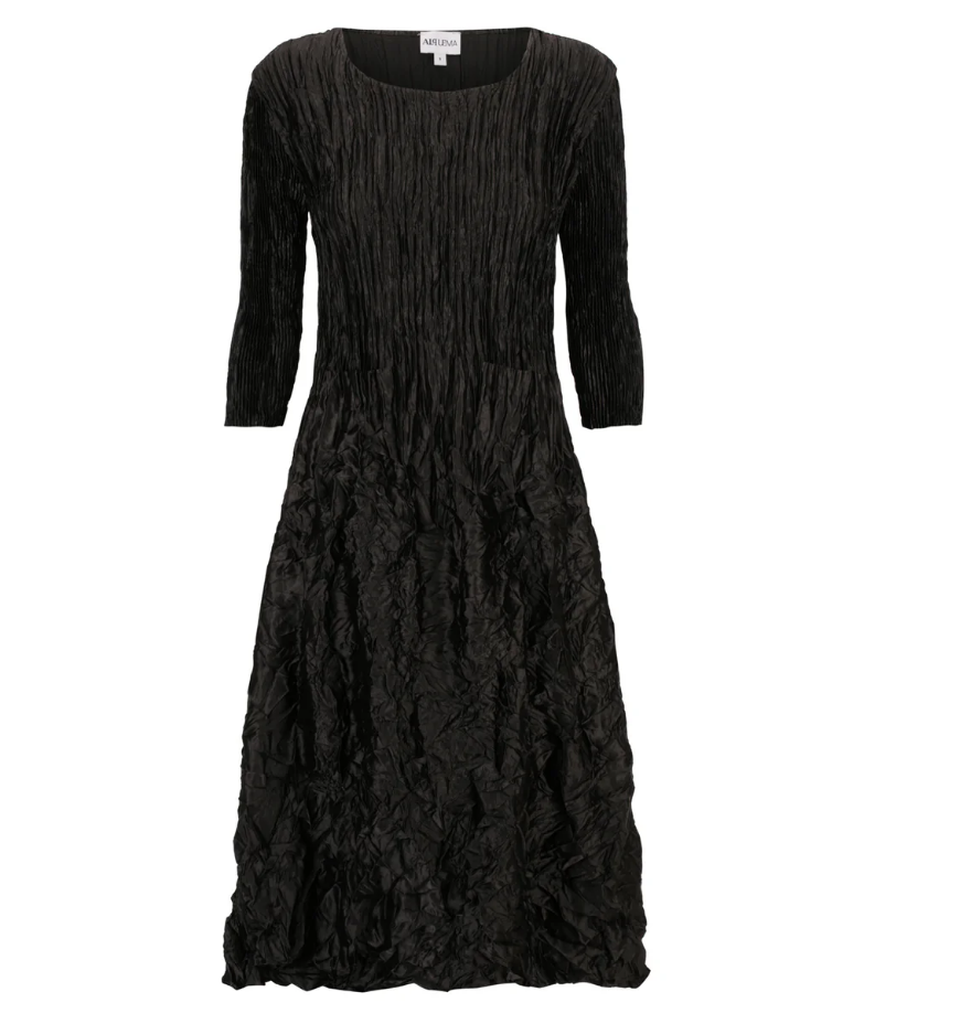 3/4 SLEEVE SMASH POCKET DRESS - GLOSSY(ADC544)
