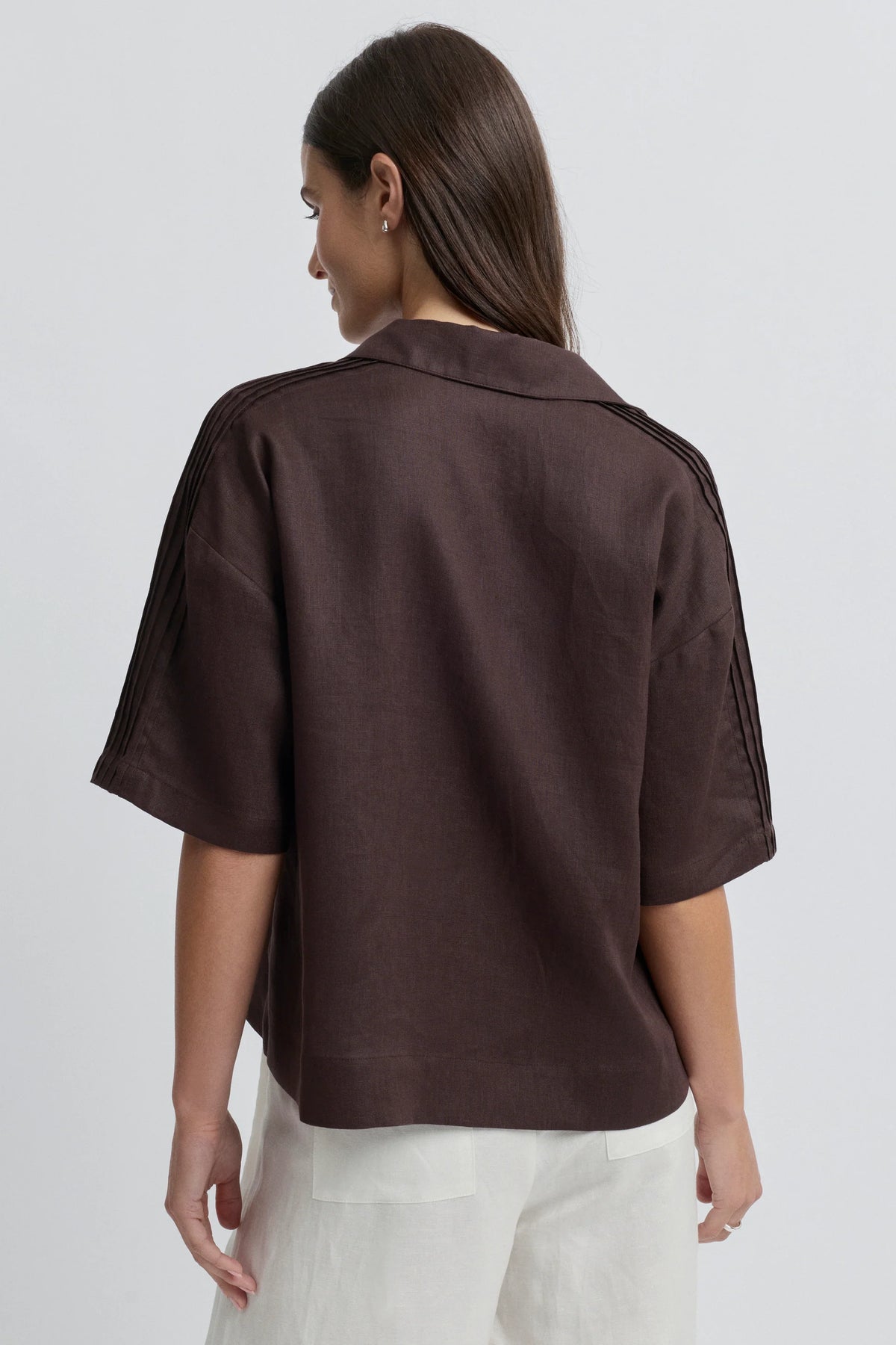 Tirari Short Sleeve Linen Essence Shirt (YTWN4388)