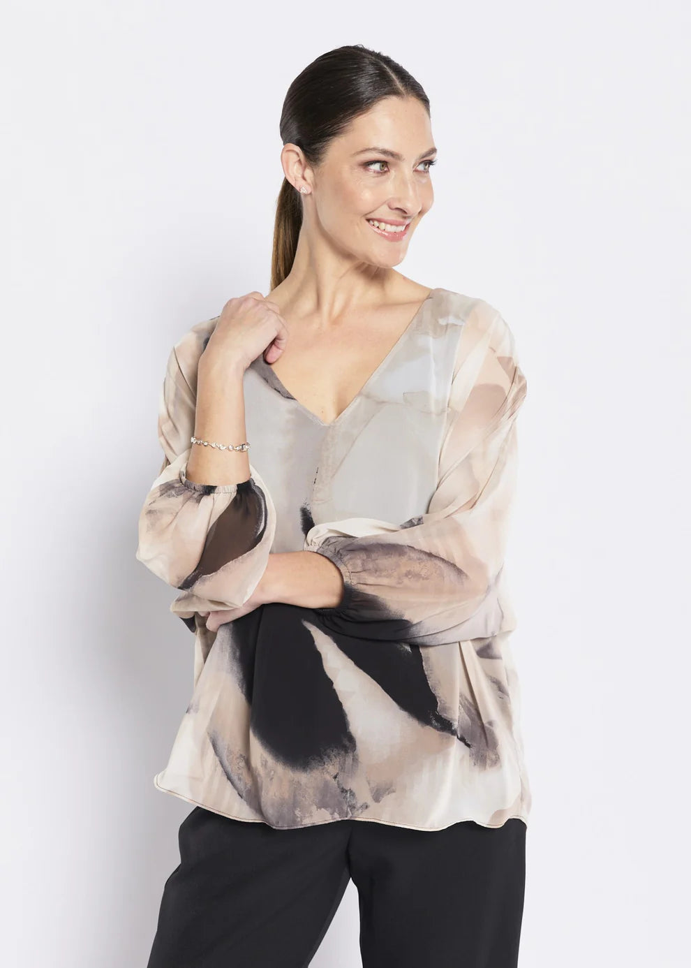 Vintage Chiffon Overlay Blouse (Crest.W26)