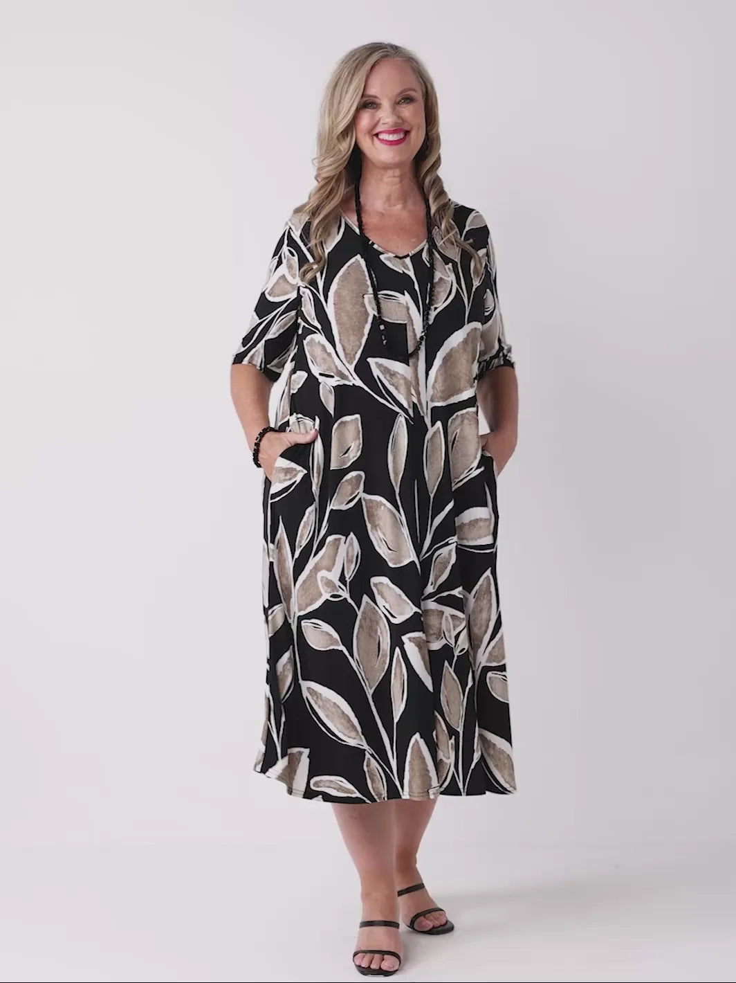 A-Line Printed Jersey Midi Dress (847016)