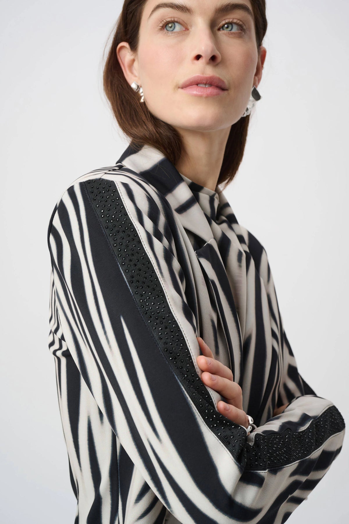 Animal Print Blazer With Rhinestone (264129)