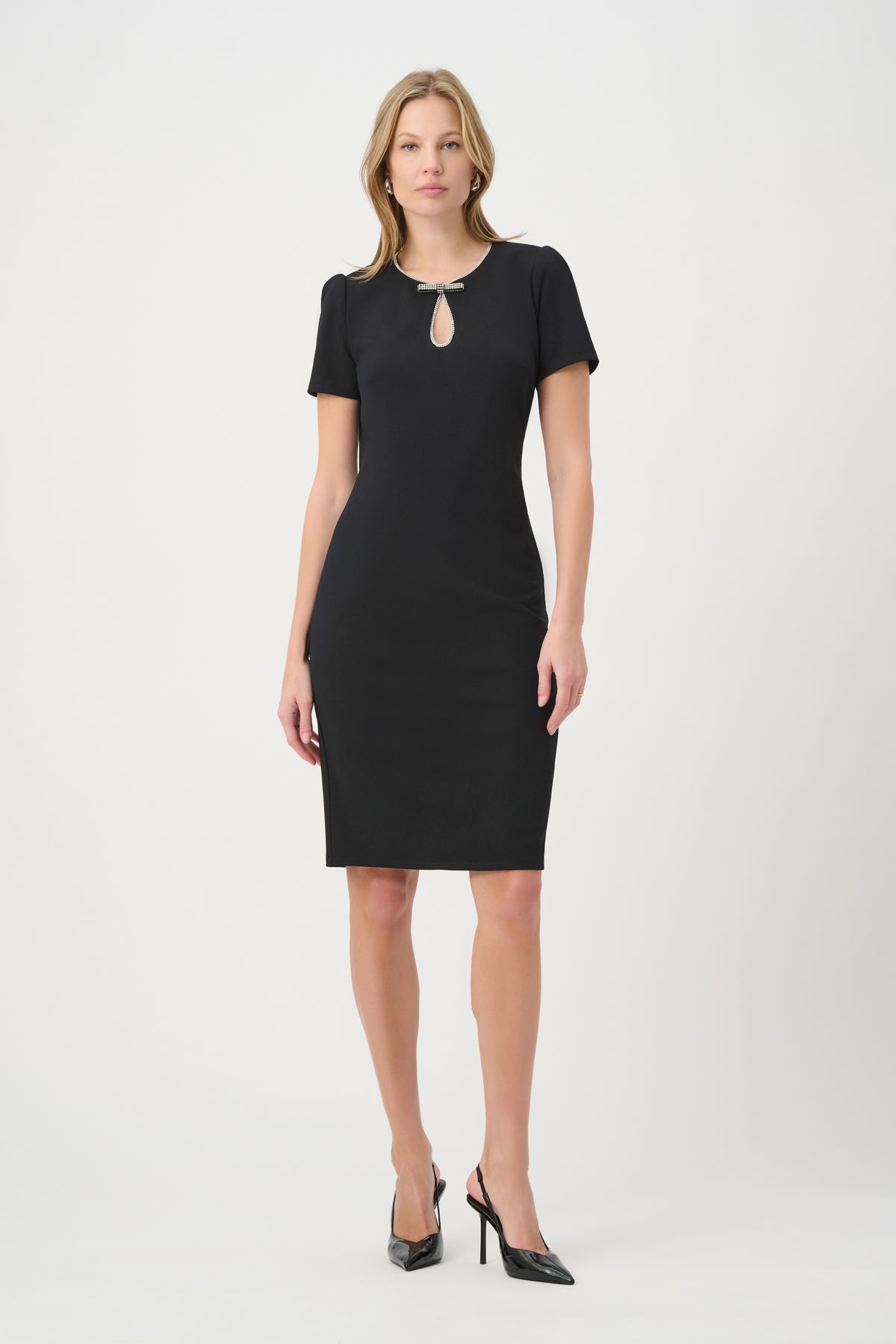 Embellished Bow Neckline Sheath Dress (264162)