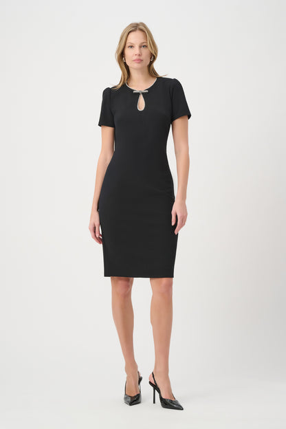 Embellished Bow Neckline Sheath Dress (264162)