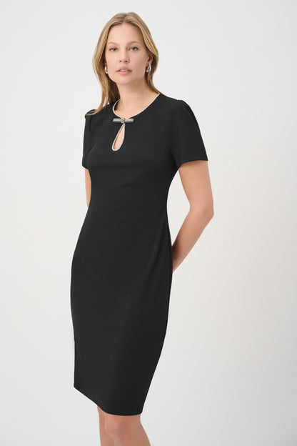 Embellished Bow Neckline Sheath Dress (264162)
