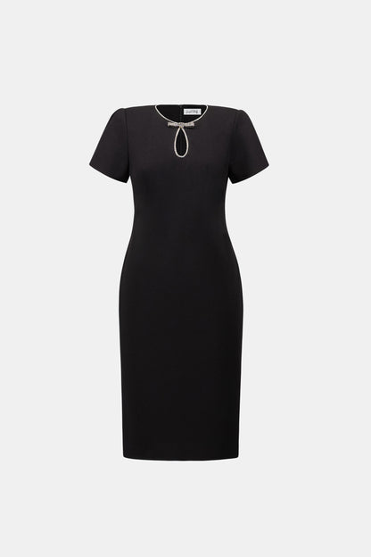 Embellished Bow Neckline Sheath Dress (264162)