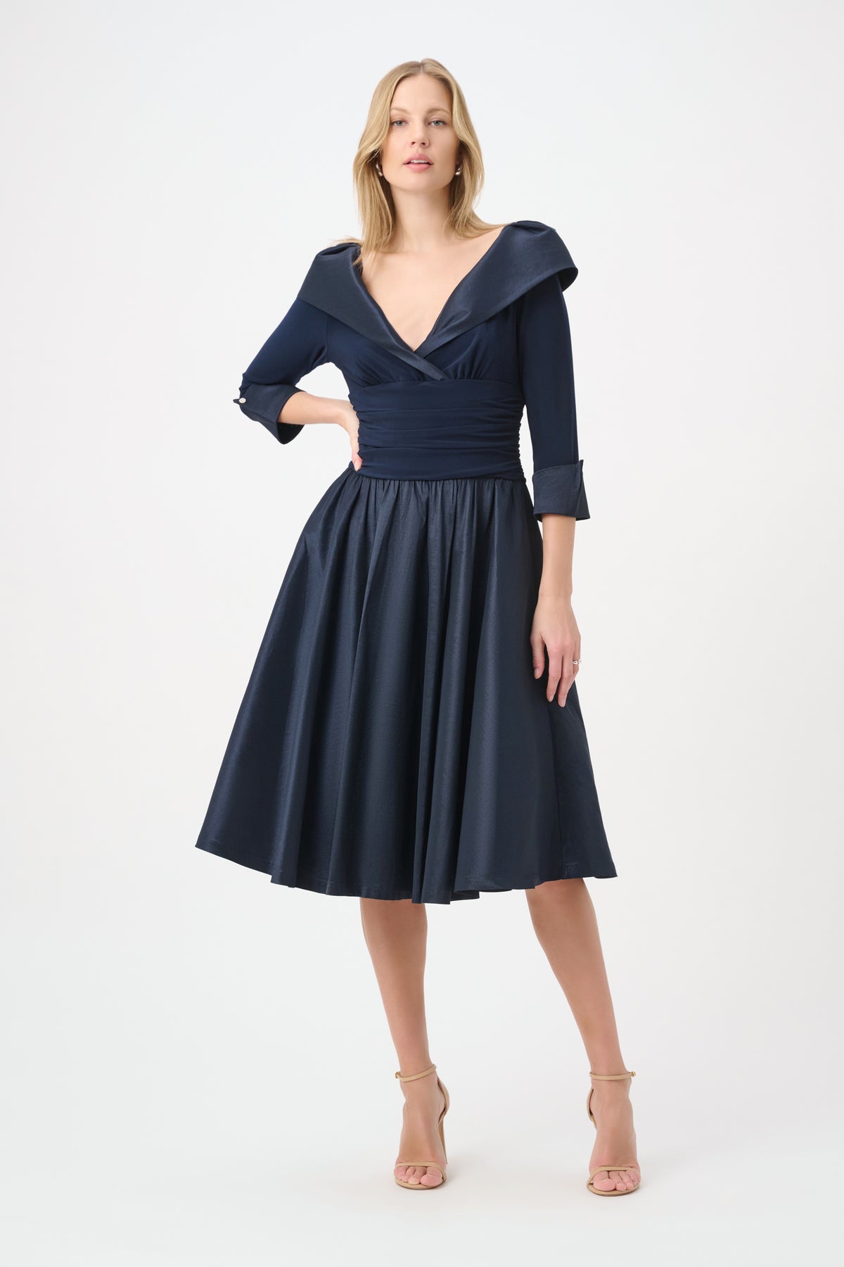 V-Neck Lapel Fit & Flare Dress (264723)