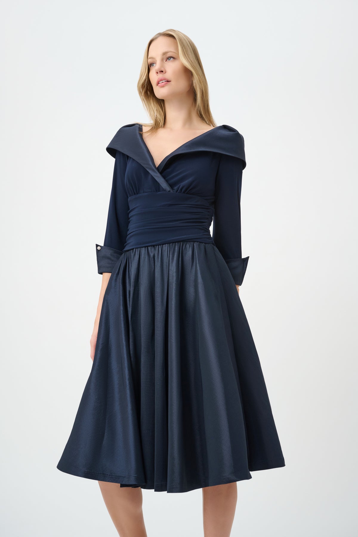 V-Neck Lapel Fit & Flare Dress (264723)