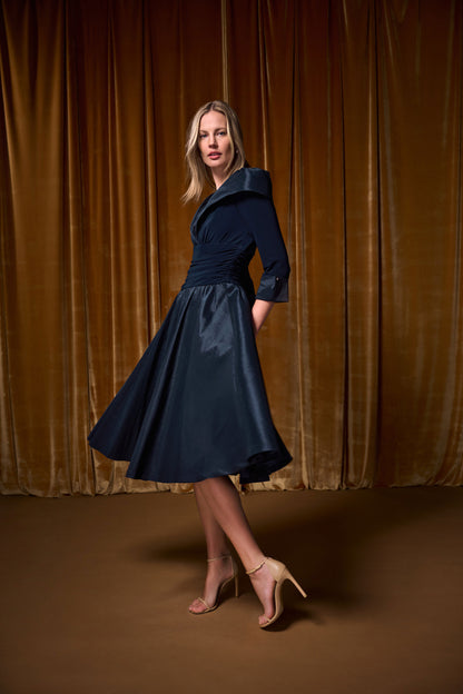 V-Neck Lapel Fit & Flare Dress (264723)