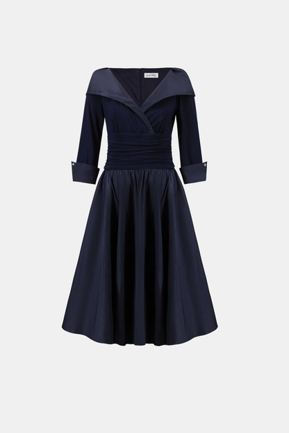 V-Neck Lapel Fit & Flare Dress (264723)