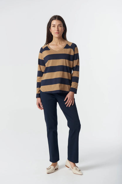 Travel V Neck Cotton Jersey Tee (3323)