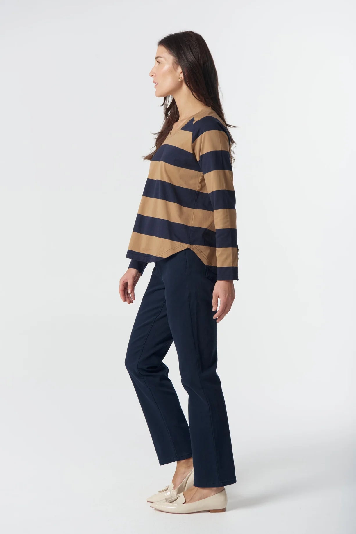 Travel V Neck Cotton Jersey Tee (3323)