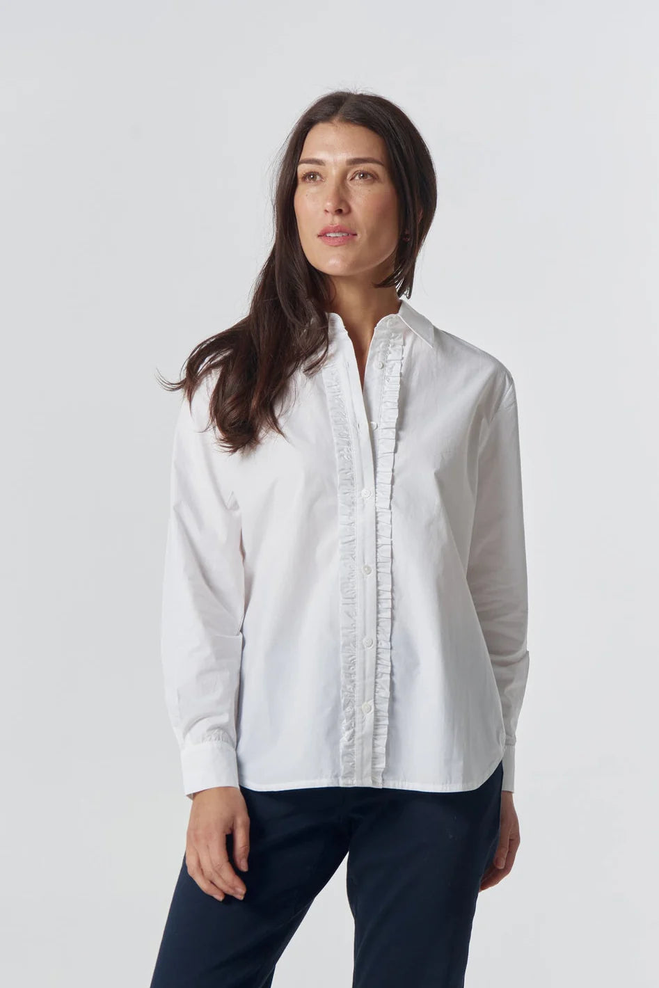 Pearl Ruffle Cotton Shirt (4453)