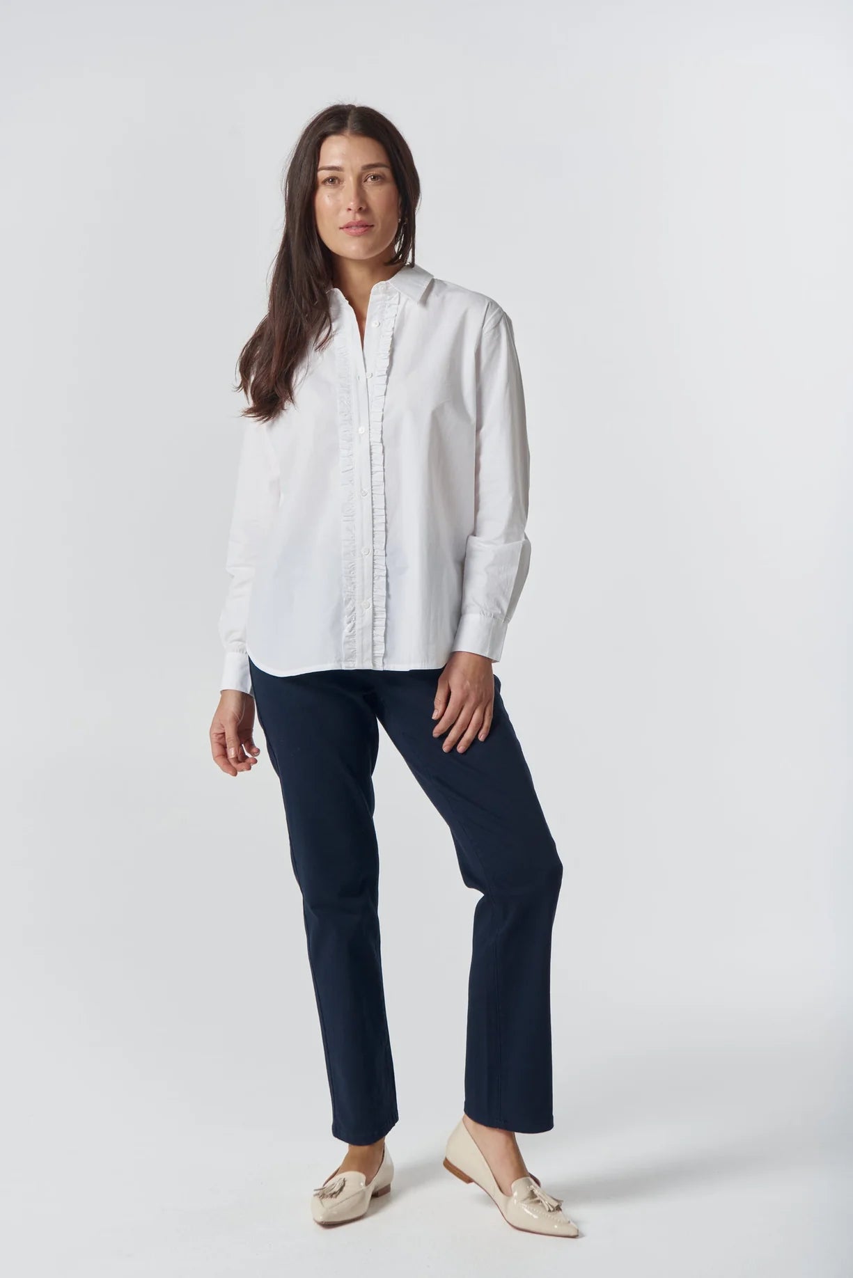 Pearl Ruffle Cotton Shirt (4453)