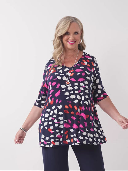 V-Neck Swing Printed Jersey Top (840036)