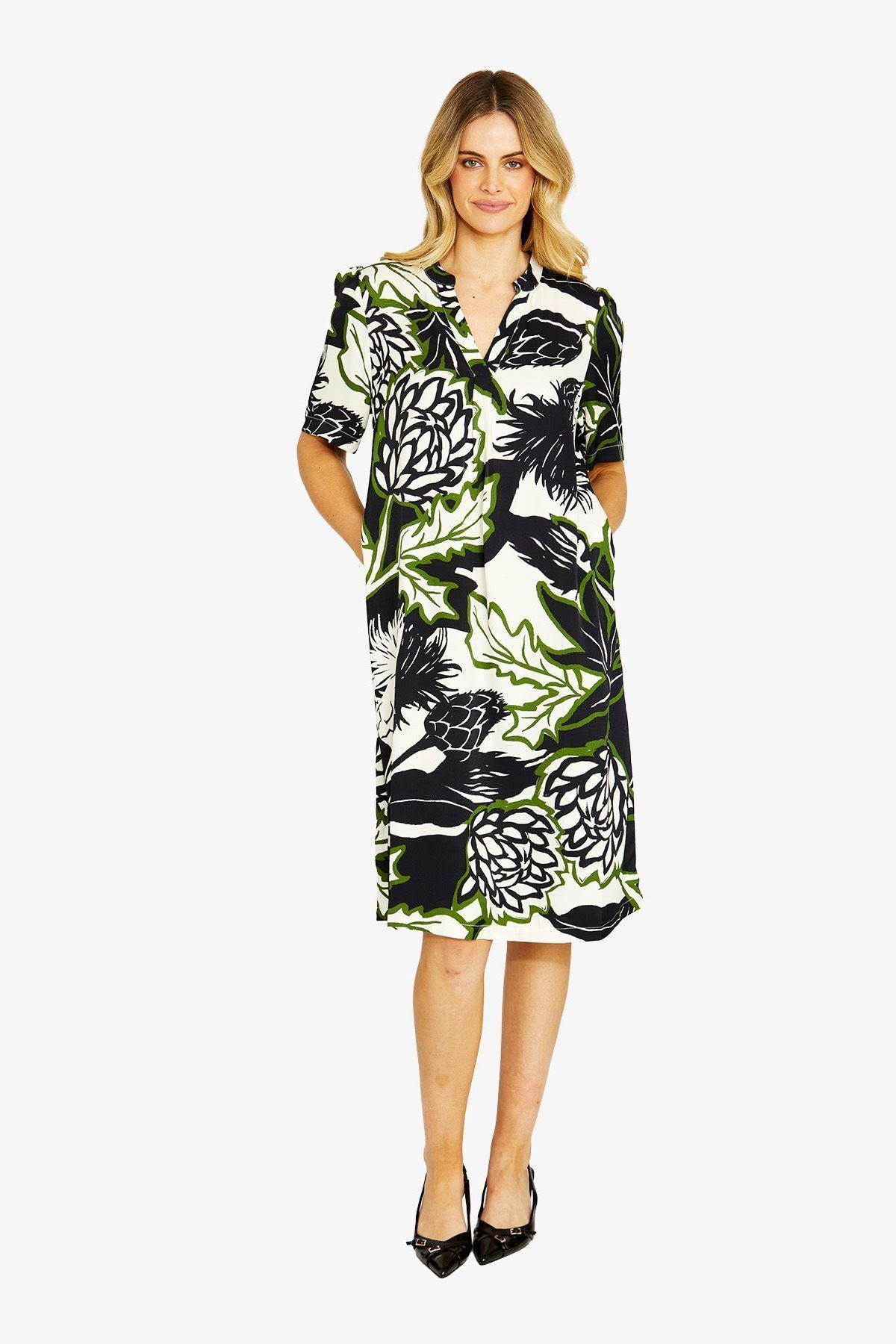 Abstract Floral Shift Dress (P605514)