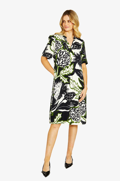 Abstract Floral Shift Dress (P605514)