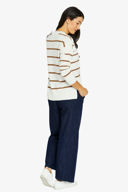 Stripe V Neck Pullover (60611052A)