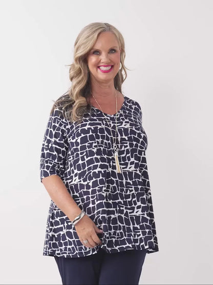 V-Neck Swing Printed Jersey Top (840040)