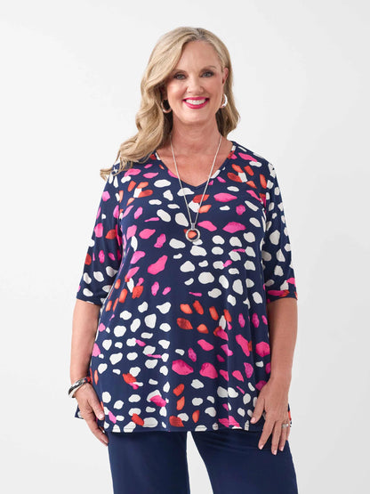 V-Neck Swing Printed Jersey Top (840036)