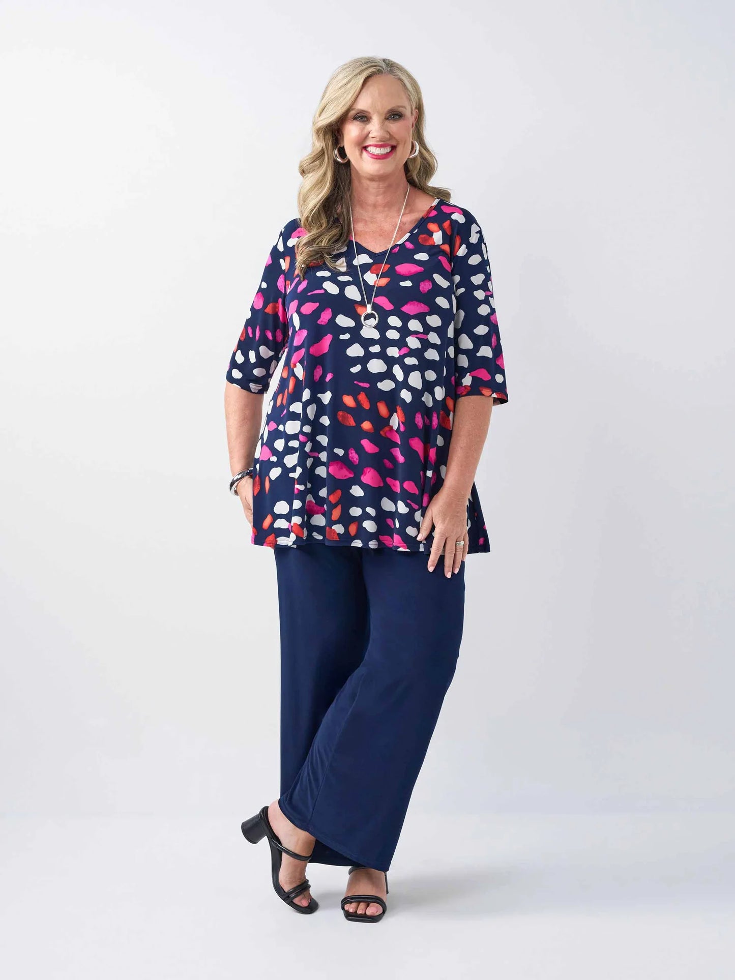 V-Neck Swing Printed Jersey Top (840036)