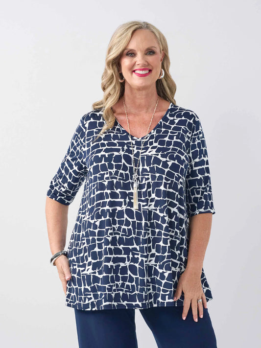 V-Neck Swing Printed Jersey Top (840040)