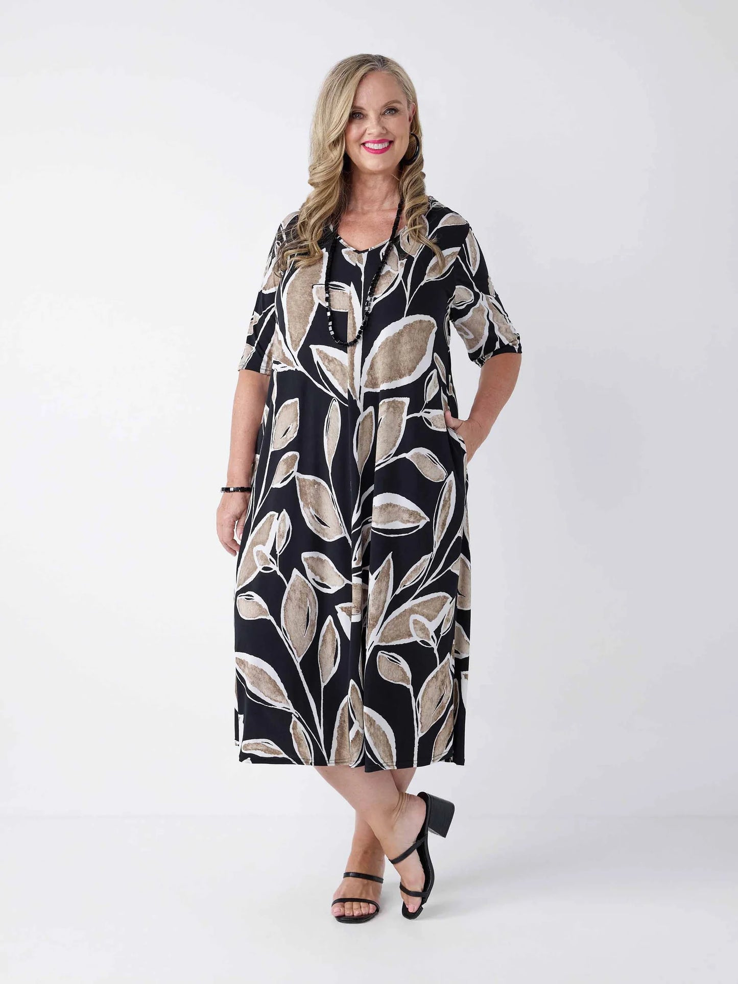 A-Line Printed Jersey Midi Dress (847016)