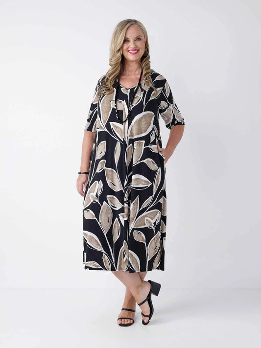 A-Line Printed Jersey Midi Dress (847016)