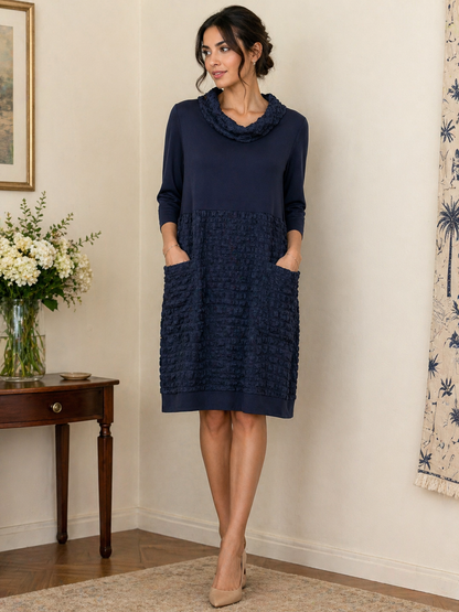 Jacquard And Silky Knit Cocoon Dress (243114)