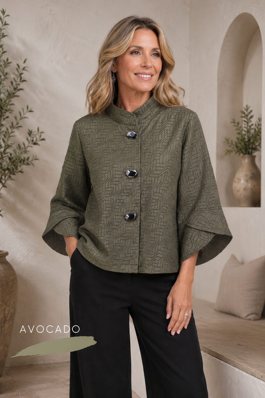 Geometric Jacquard Trapeze Jacket (263152)