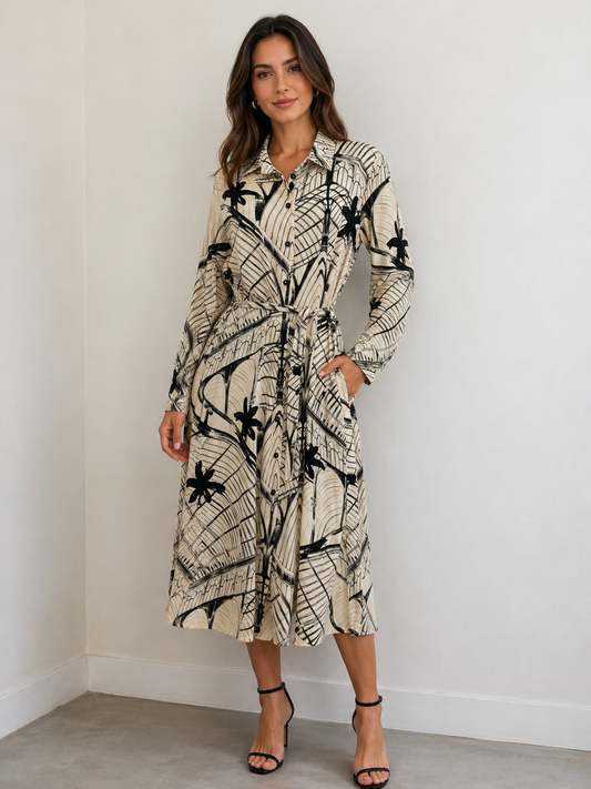Printed Long Sleeve Dress (125353)