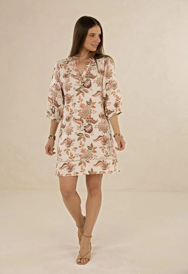 BOHEMIAN ROSE SHIFT DRESS (HS26206)