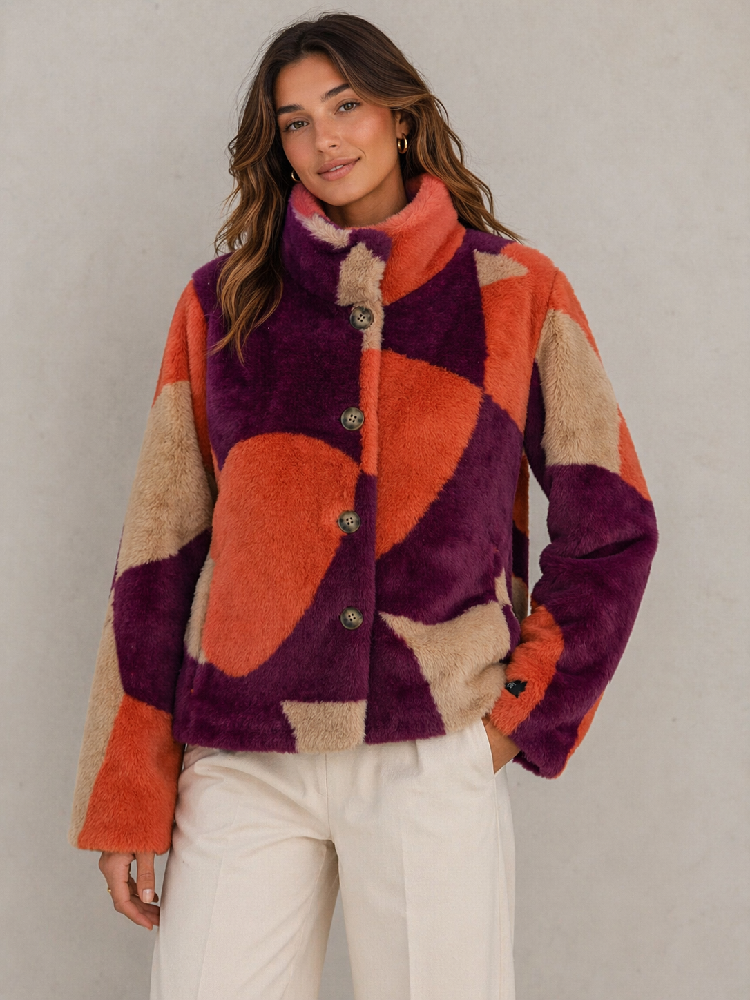 Single Breasted Faux Fur Jacket (Vie.7002511)