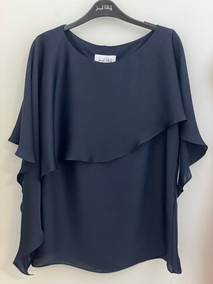 Satin Layered Top With Boat Neck (234023)