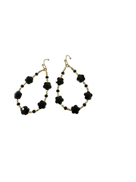 Black Flower Drop Earrings (Black Flower)