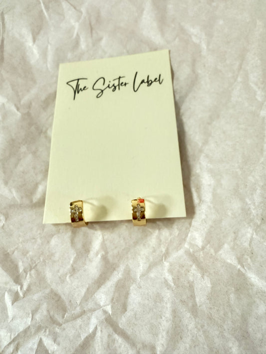 Gold Huggie Hoops (Cross)
