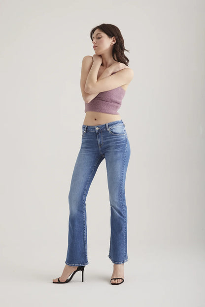 Mid Waist Full Length 5 Pocket Jeans (Laura)