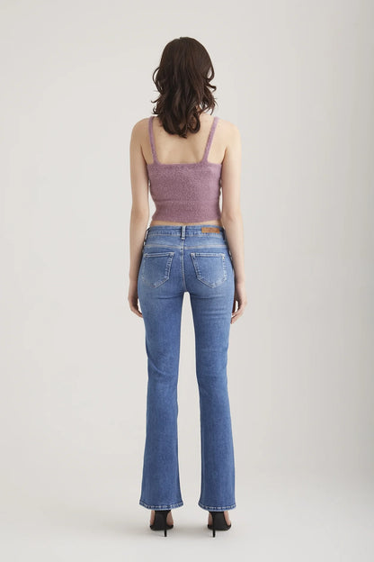 Mid Waist Full Length 5 Pocket Jeans (Laura)