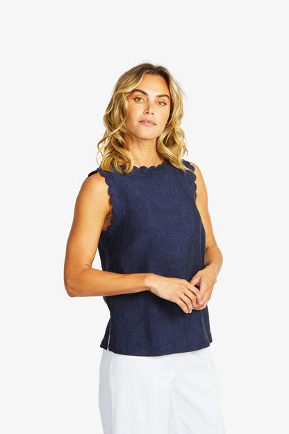 Lucy Linen Scallop Top (P595365)