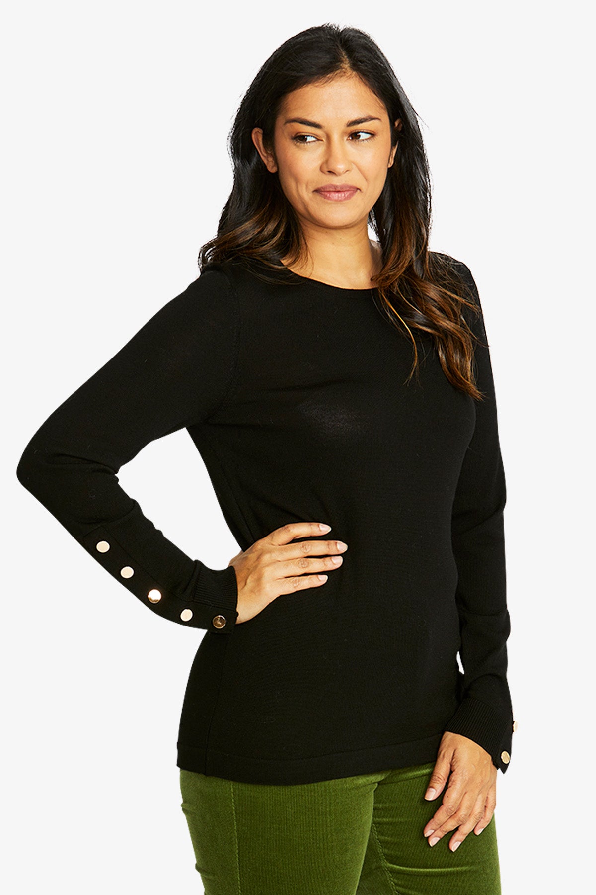 Merino Button Pullover (P585056)