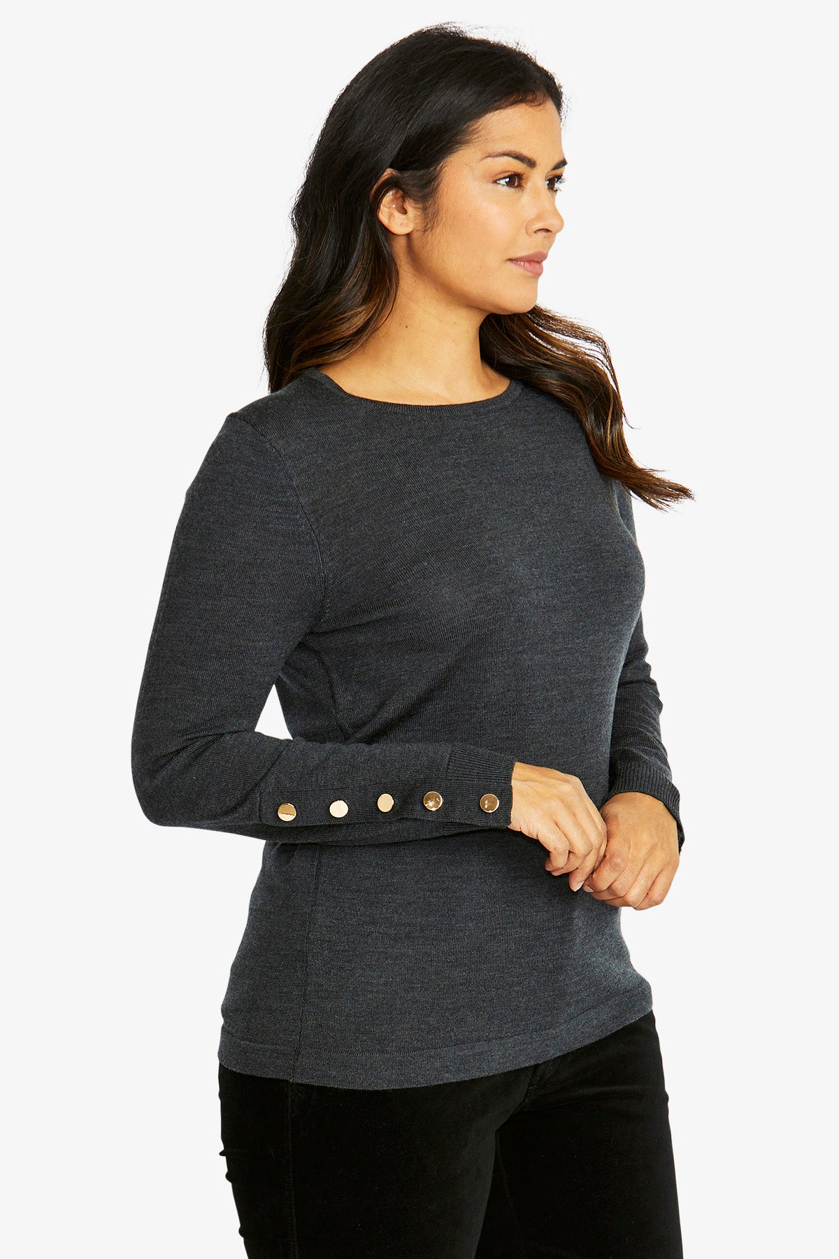 Merino Button Pullover (P585056)
