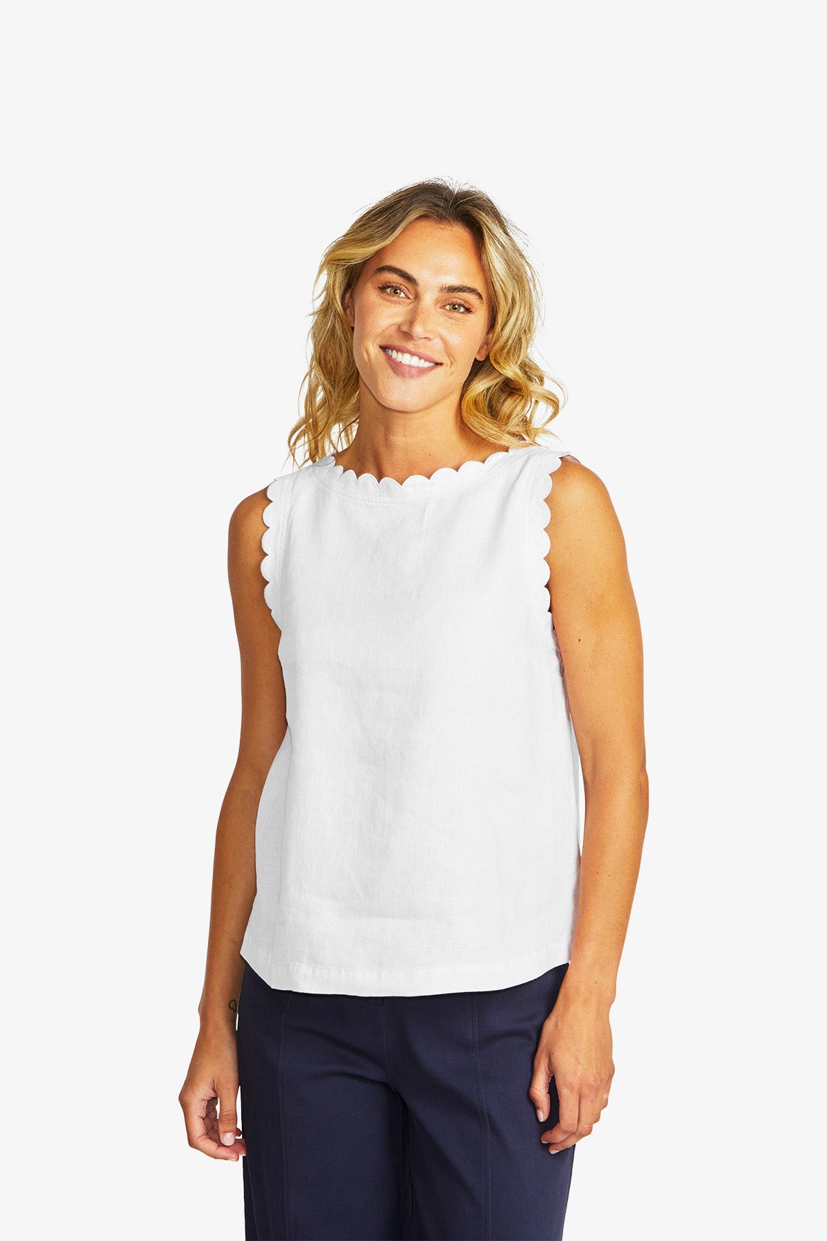 Lucy Linen Scallop Top (P595365)