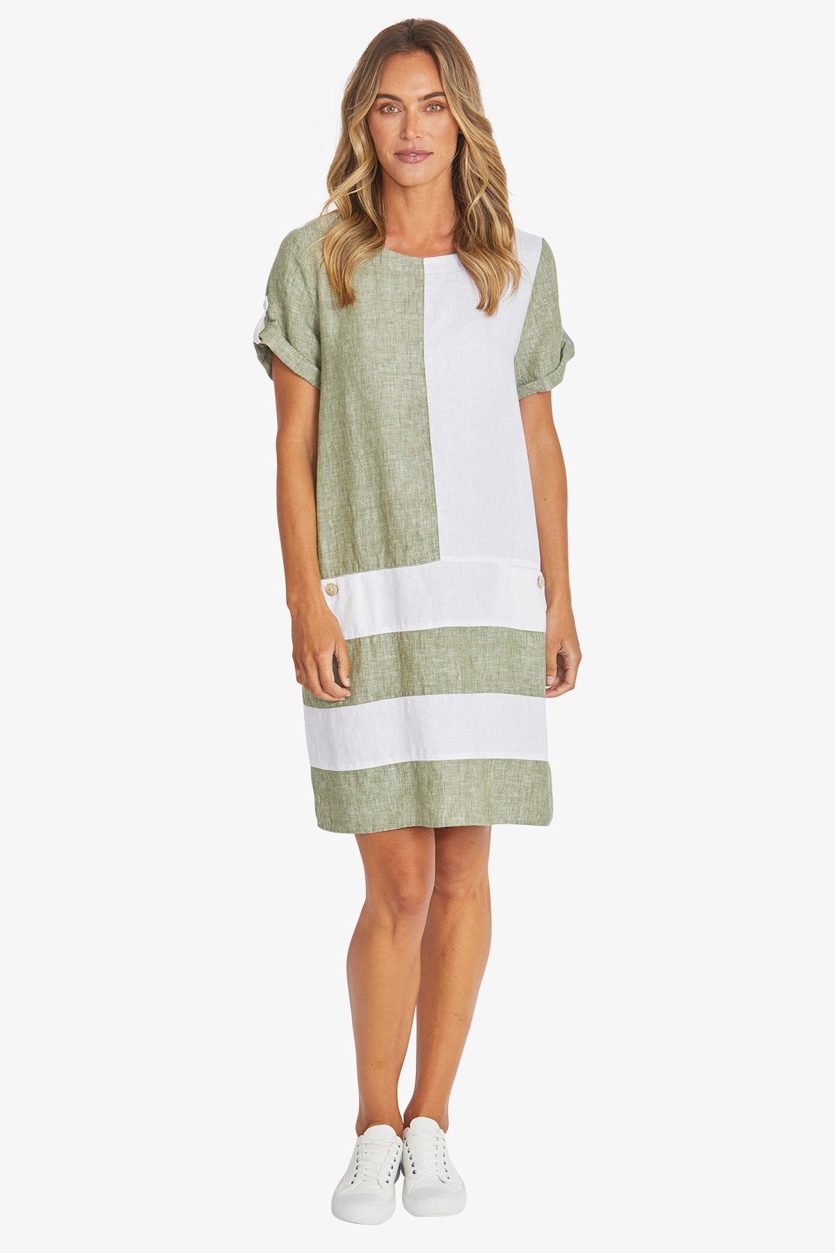 Colour Block Linen Dress (P595542)