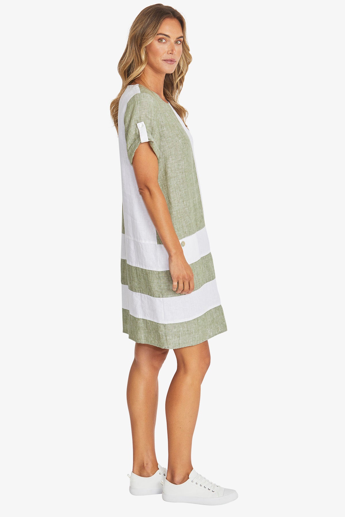 Colour Block Linen Dress (P595542)