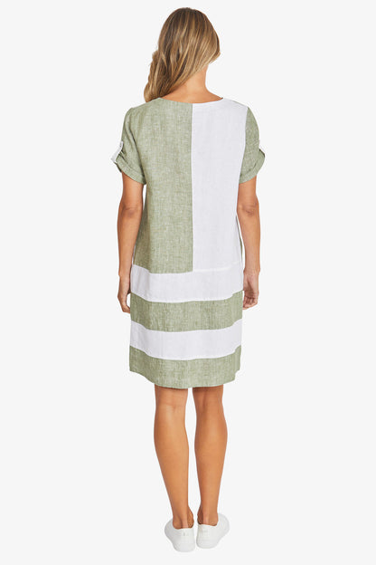 Colour Block Linen Dress (P595542)